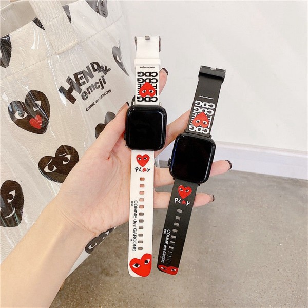 CDG Apple Watch Series 10 9 46 mm 45mm bands women men CDG apple watch s10/9/8/se2/ultra 2 49mm 44mm Sport Band Apple Watch Band for CDG Apple Watch Ultra/ultra2 (49mm) bands Apple Watch series 10 9 8 7 Wristbands Replacement Strap