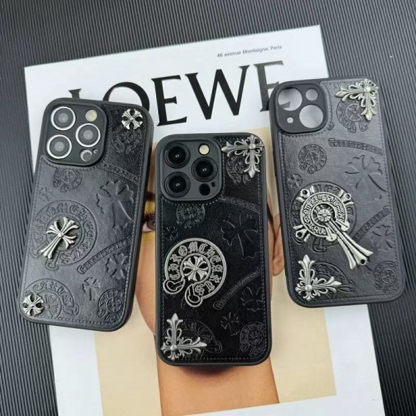 Fashion Chrome Hearts iPhone17 16 15 14 Brand Full Cover ledertasche Designer Chrome Hearts iPhone17 15 16 pro max Case Shockproof Protective schutzhülleFashion Brand 