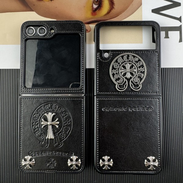 Luxury designer Chrome Hearts galaxy z flip7 6 5case hülle coqueoriginal brand Chrome Hearts galaxy z flip 6 7 Fashion Brand Full Cover ledertascheShockproof Protective Designer Chrome Hearts samsung z flip6 7 5 4 Case