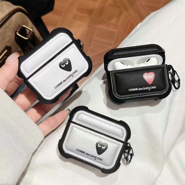 High Brand Cute CDG AirPods 4 3 2 pro2 Case leather CDG Air Pods Pro/pro2 4 3 2 Custodia Hulle Funda Case Brand  CDG AirPod4 3 Pro 2 Replacement 2nd Generation case CDG airpods pro2 4 3 2 Charging Case men women