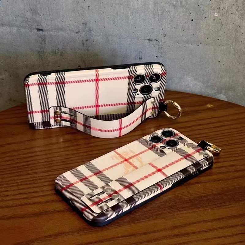Burberry iPhone17 16 15 14 Pro max Brand Full Cover ledertasche Wristlet women men