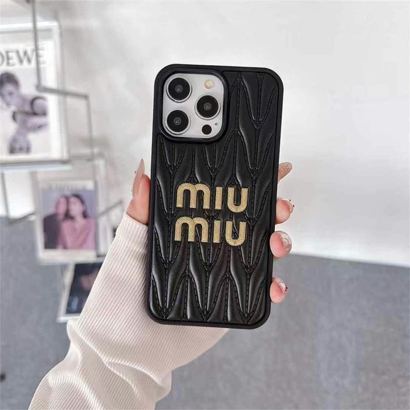 MiuMiu iPhone 16 pro 17/16e 15 Pro Max Case women men Custodia Hulle
