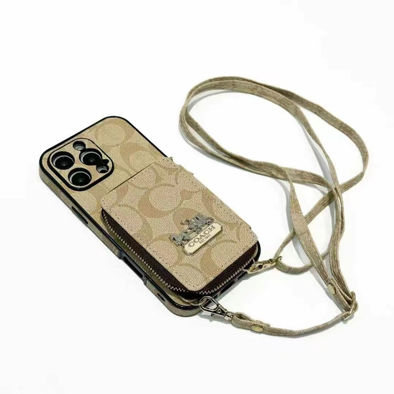 Coach iPhone17 16 plus 15 16 Pro max Case  Purse Leather Card Slots