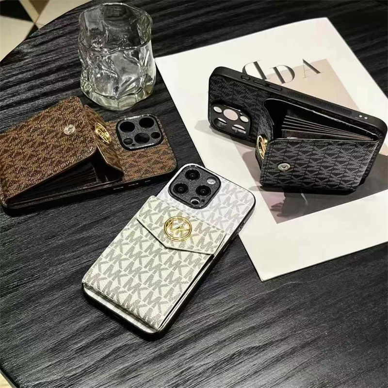 MK iPhone16 17 plus 15 16 Pro max Case Leather Card Holder women men