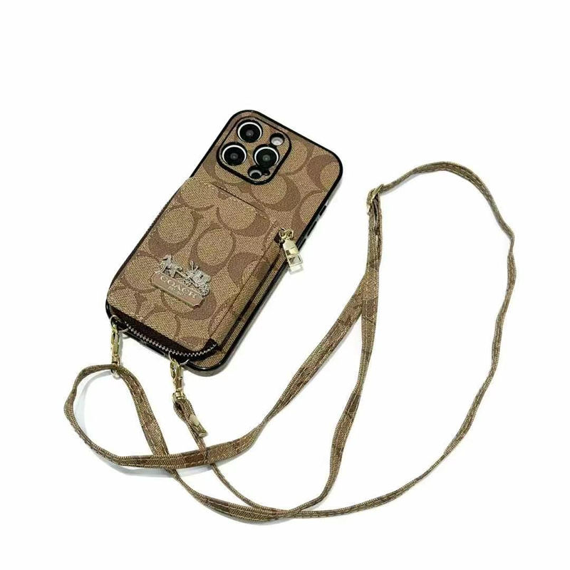 Coach  iPhone17 16 15 14 Pro max Case Leather Crossbody