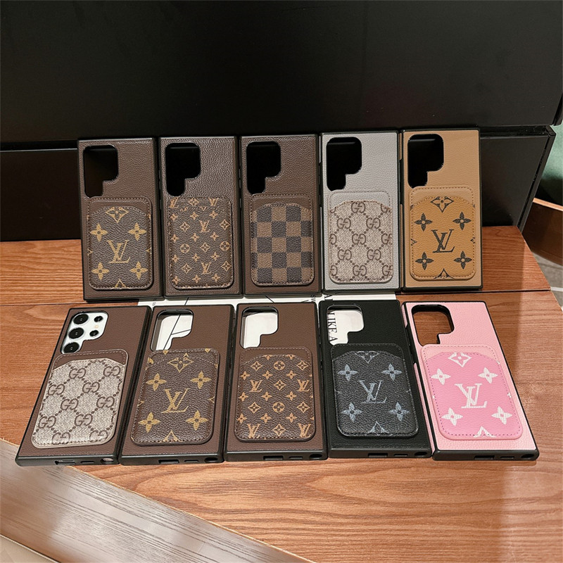 Fashion louis vuitton Gucci samsung s25 plus s24 iPhone17 16 15 14 Brand Full Cover ledertasche