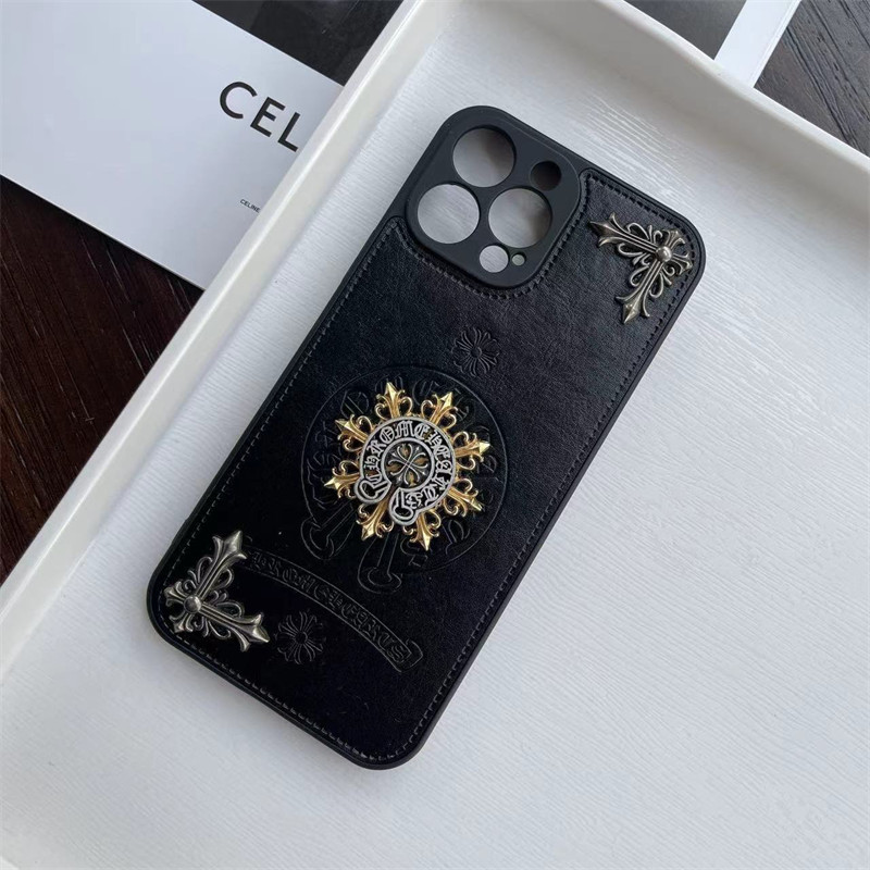 Chrome Hearts samsung s25 ultra s26 iPhone16 17 15 Case Leather women men