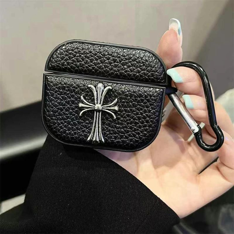 Chrome Hearts  AirPods 4 3 2 pro2 Case leather Air Pods Pro/pro2 4 3 2 Custodia Hulle Funda Case