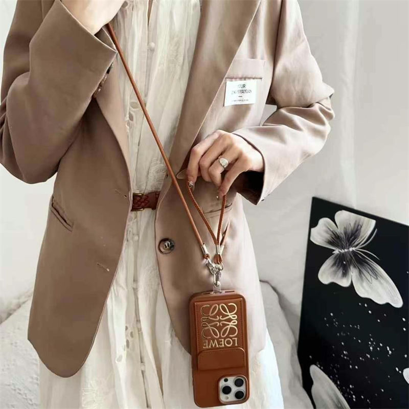 LOEWE iPhone17 16 Pro Max 16e 17 plus case Card Slots Crossbody women men