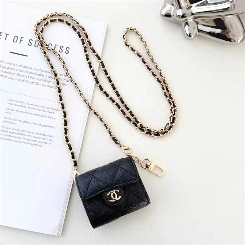 Chanel AirPods 4 3 2 pro2 Case leather Adjustable Long Shoulder Strap