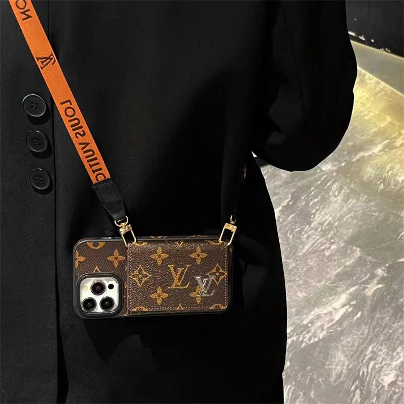 louis vuitton iPhone 16 pro 17/16e 15 Pro Max Case Crossbody Card Slots Leather women menFashion louis vuitton iPhone17 16 15 14 Brand Full Cover