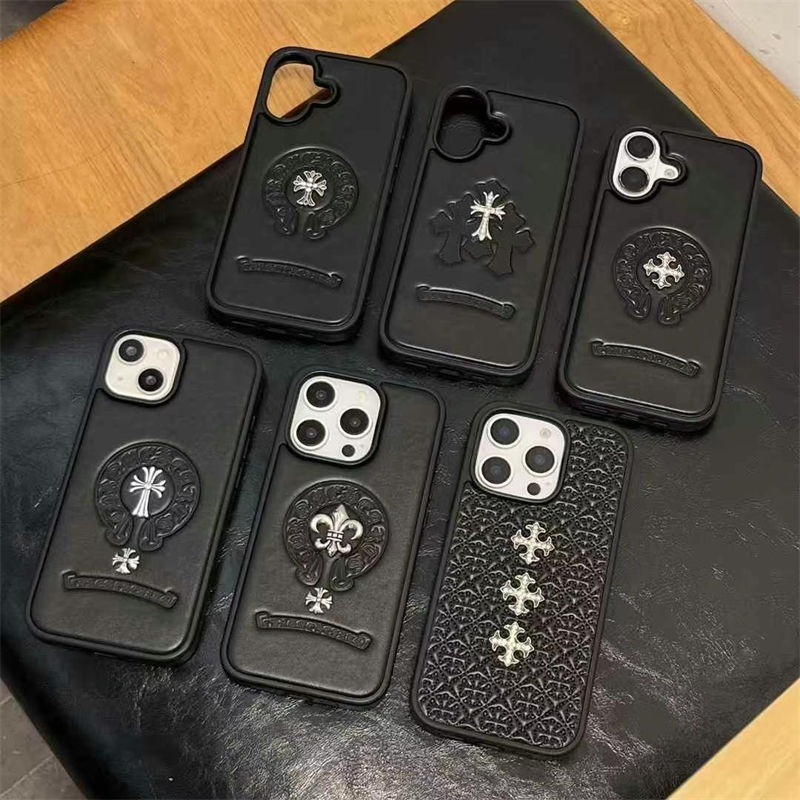 Chrome Hearts iphone 17 air 16 15 14/12/13 pro max Case Leather women men