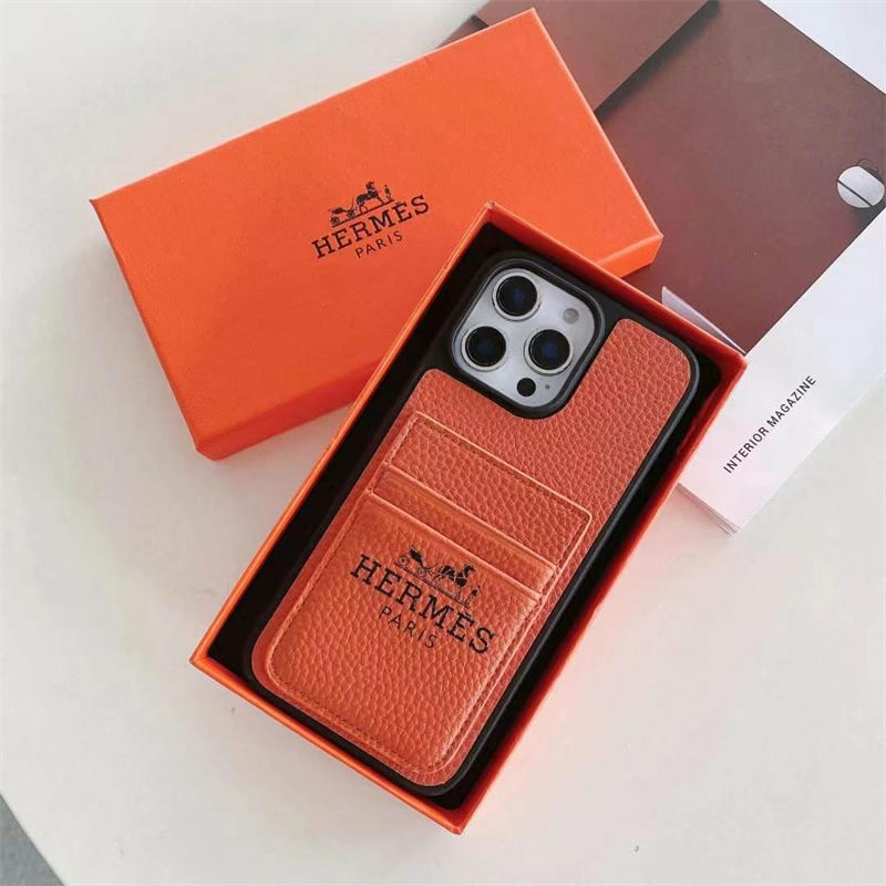 Hermes iphone 17 air 16 15 14/12/13 pro max Case Card Slots Leather women men