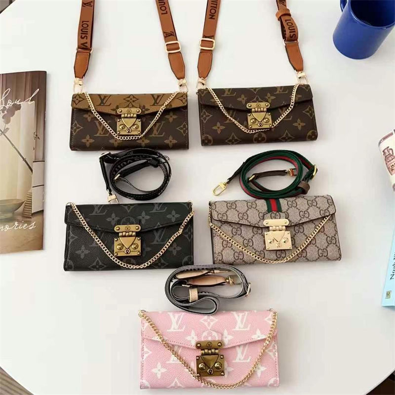 louis vuitton Gucci iPhone17 16 Pro Max 16e 17 plus case Leather Crossbody Card Holder women men